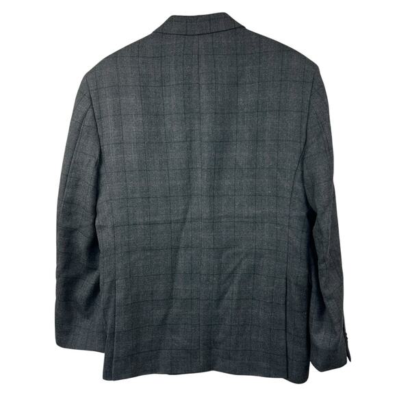 Tommy Hilfiger Dark Gray Plaid Worsted Wool Blazer Sport Coat Jacket 42L - Picture 7 of 12